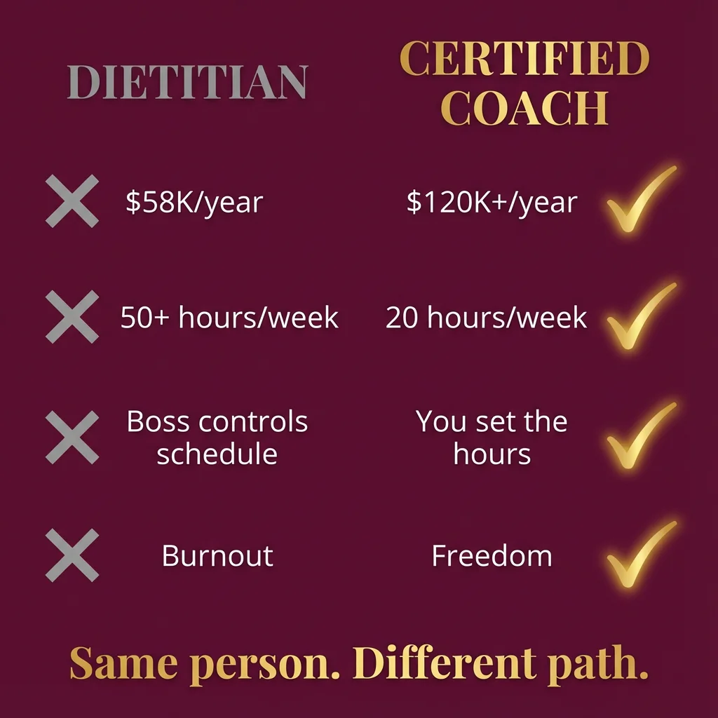 Traditional job vs Nutrition Coaching comparison